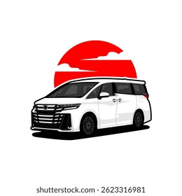 vector illustration of a white mpv premium luxury car