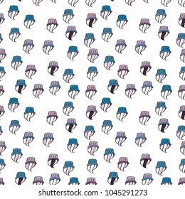 Vector illustration. White, neutral and black color. Seamless pattern hand drawn cupcakes. Sweets background design. Print for bakery.