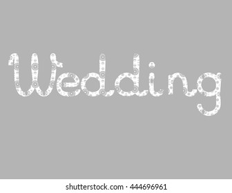 vector illustration white openwork inscription word wedding
