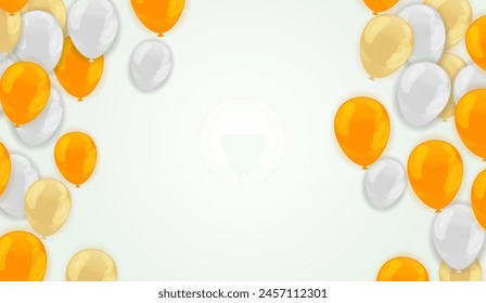 Vector illustration of white, orange, yellow and silver balloons background.