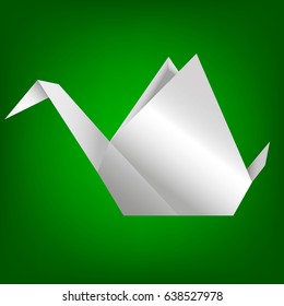 Vector illustration of white origami swan.