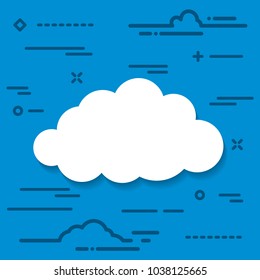 Vector illustration of  white paper clouds on a blue sky background