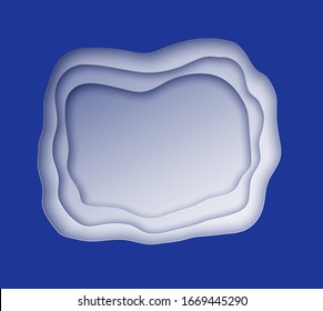 Vector illustration of white paper cut banner with layered effect on dark blue background.