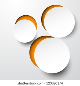 Vector illustration of white paper notched out round bubbles. Eps10.