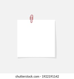 Vector Illustration White Paper Notes With Paperclip Icon Isolated On Gray Background.Eps 10