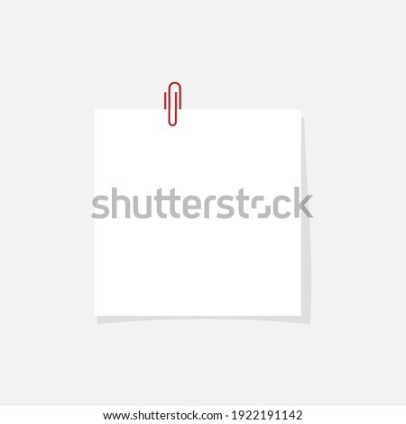 Vector illustration White Paper Notes with paperclip icon isolated on gray background.Eps 10