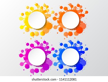 Vector illustration of white paper round speech bubble over colorful background. Eps10.