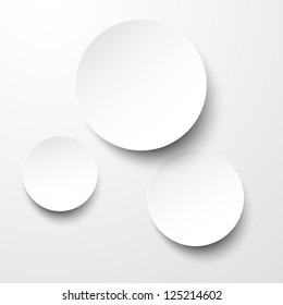 Vector illustration of white paper round notes. Eps10.