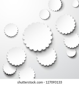 Vector illustration of white paper round flower notes. Eps10.