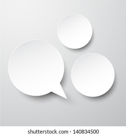 Vector illustration of white paper round speech bubble. Eps10.