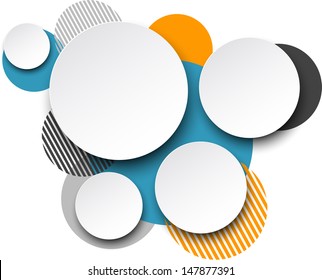 Ilustración vectorial de burbujas de voz redondeadas de papel blanco sobre fondo colorido. Eps10. 