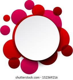 Vector illustration of white paper round speech bubble over red background. Eps10. 