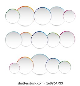 Vector illustration of white paper round notes ,abstract colored background contains of round bubbles