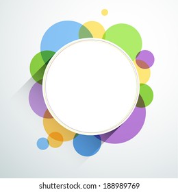 Vector illustration of white paper round note over color background. Eps10.