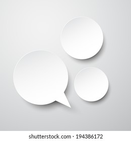 Vector illustration of white paper round speech bubble. Eps10. 