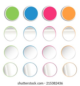 Vector illustration of white paper round notes ,abstract colored background contains of round bubbles