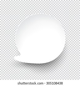 Vector illustration of white paper round speech bubble with shadow. Eps10.