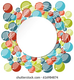 Vector illustration of white paper round speech bubble over colored background. 