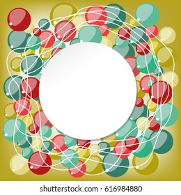 Vector illustration of white paper round speech bubble over colored background. 
