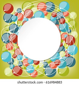 Vector illustration of white paper round speech bubble over colored background. 