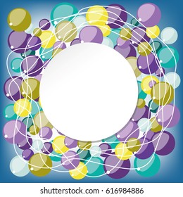 Vector illustration of white paper round speech bubble over colored background. 