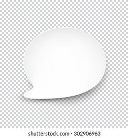 Ilustración vectorial de la burbuja de voz redondeada de papel blanco con sombra. Eps10.