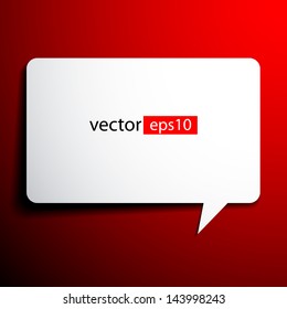 Vector illustration of white paper  speech bubble red background