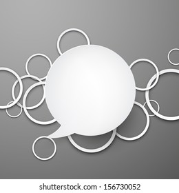 Vector illustration of white paper Speech bubble over round notes. Eps10. 