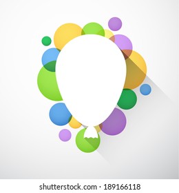 Vector illustration of white paper speech bubble balloon over color background. Eps10.