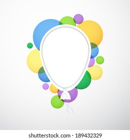 Vector illustration of white paper speech bubble balloon over color background. Eps10.