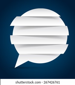 Vector illustration of white paper speech bubble. Vector Eps10.