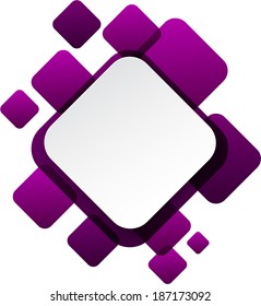 Vector illustration of white paper square speech bubble over purple background. Eps10.