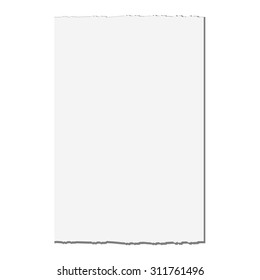 Vector illustration of white paper with torn edge. Notebook paper