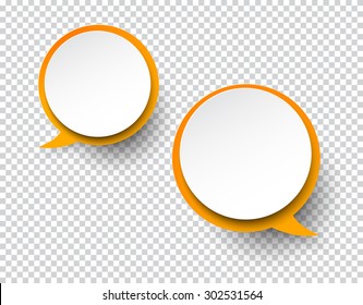 Vector illustration of white paper two round speech bubbles with shadow.