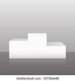 vector illustration of a white pedestal on a gray background