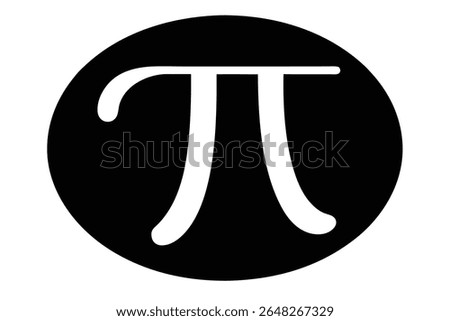 A vector illustration of a white pi symbol inside a black circle on a white background The style is simple and minimalist