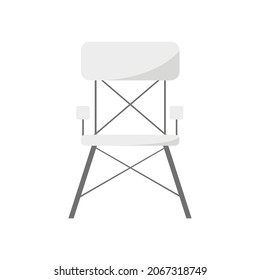Ilustración vectorial de una silla blanca de plástico en estilo nórdico minimalista con piernas negras. Aislado sobre fondo blanco.