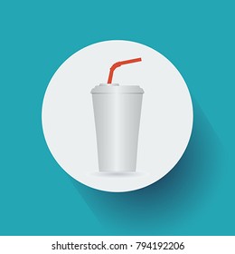 Vector illustration of a white plastic cup for cold and hot drinks tea and coffee.