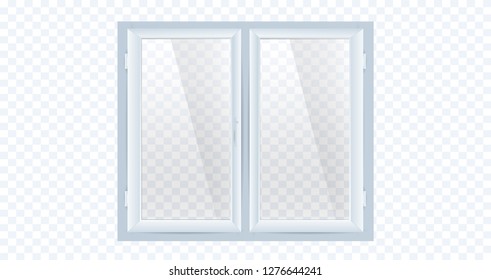 Vector illustration with white plastic window. PVC window
