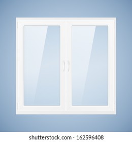 Vector illustration with white plastic window. PVC window
