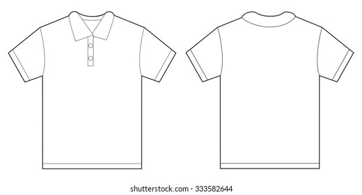 Vector illustration of white polo shirt, isolated front and back design template for men