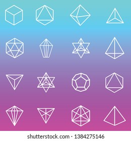 Ilustración vectorial de polígonos blancos sobre fondo degradado de color rosa neón rosa violeta degradado