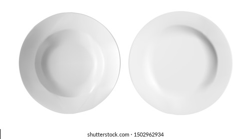
Vector illustration of white porcelain plates. Image of isolated dishes.