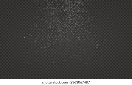 Ilustración vectorial de la explosión en polvo blanco - Dispersión de partículas de cristal de azúcar, moscas de sal y harina de hornear desde una vista superior. El azúcar en polvo estalla en blanco, creando un efecto explosivo aislado