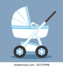 Vector illustration. White pram.