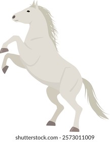 Vector illustration of a white prancing horse