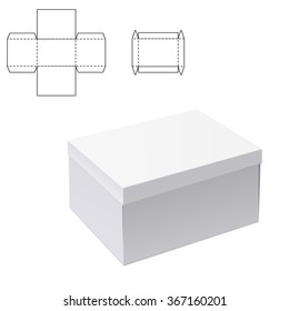 Vector Illustration of White Product Cardboard Package Box for Design, Website, Banner. Mockup Element Template for Your Brand or Product. White box Isolated on White Background