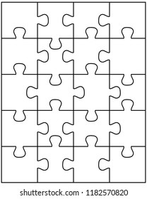 Vector illustration of white puzzle, separate pieces