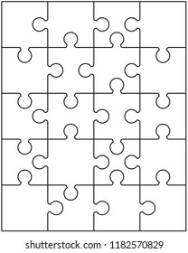 Vector illustration of white puzzle, separate pieces