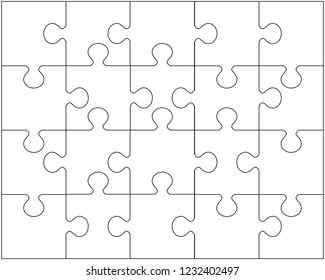 Vector illustration of white puzzle, separate pieces